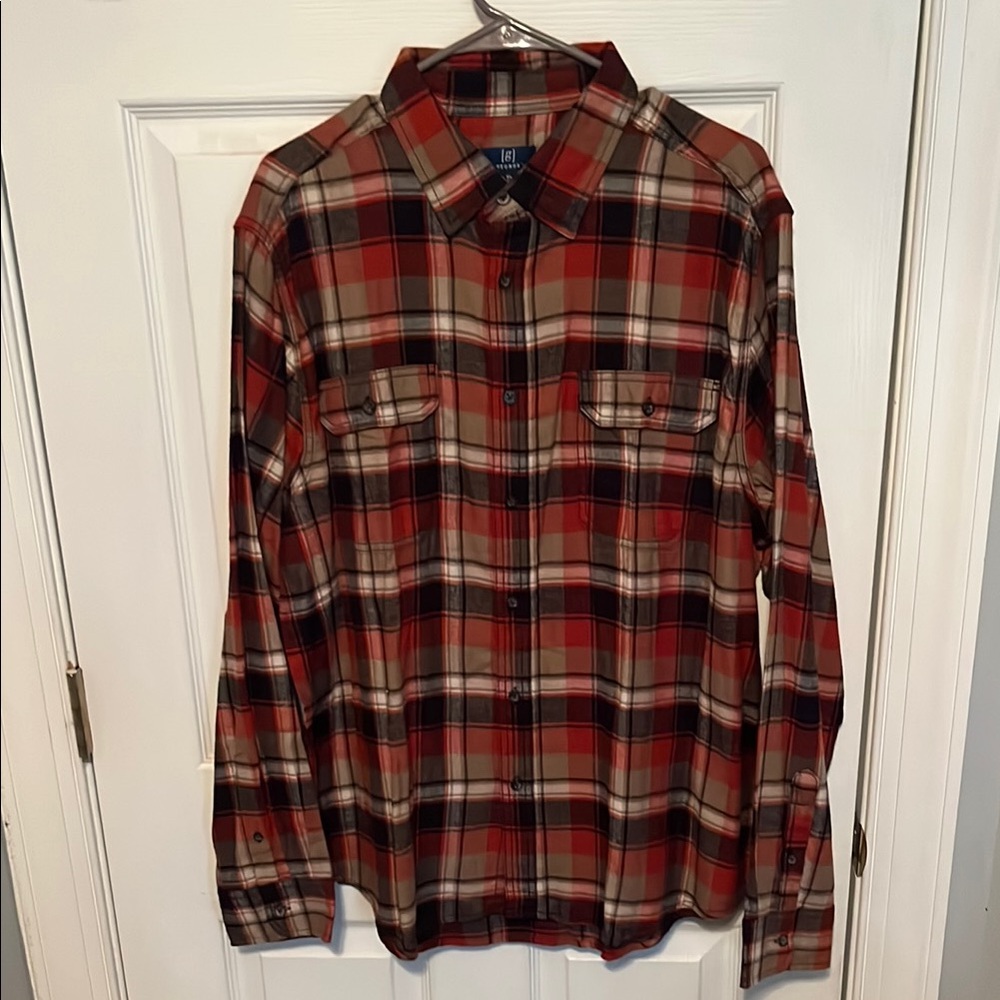 George Red and Black Plaid Casual Shirt